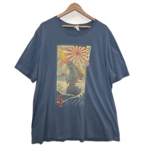 King Kaiju Ukiyo-E Godzilla Graphic Tee Mens Size 3XL Japanese Rising Sun Wave
